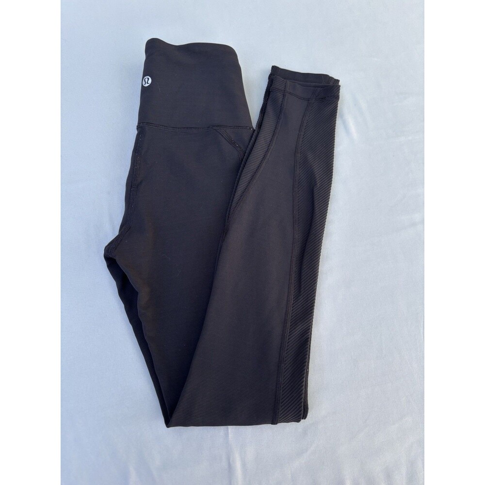 Lululemon Wunder Under Ribbed High Rise Tights 28” Black W5CHUS Size 0